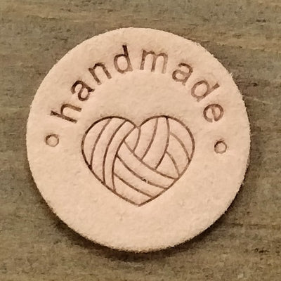 Round Leather labels - "Handmade" 1"