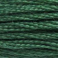 Close up of DMC stranded cotton shade 505 Pine Forest Green