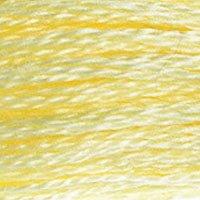 Close up of DMC stranded cotton shade 3078 Pale Yellow
