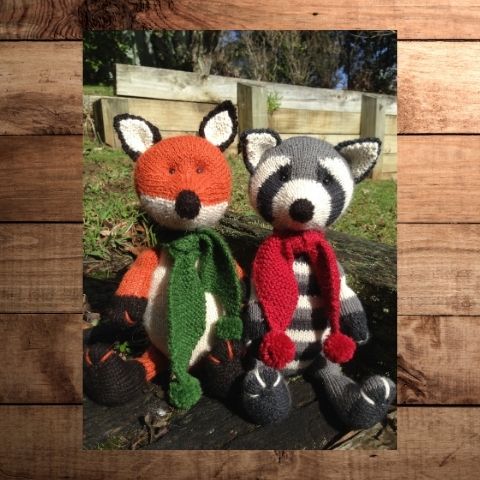 Chase the Fox and Rascal the Raccoon Knitting Pattern